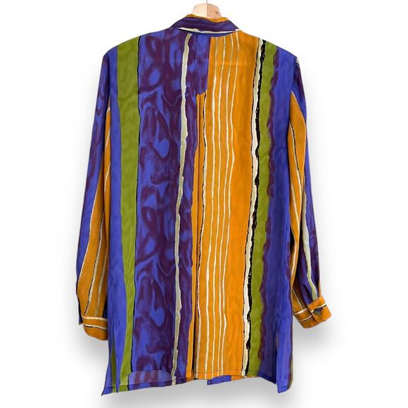 Vintage Marshall Rousso Abstract Print Sheer Long Sleeve Tunic Women's Size L - Picture 2 of 10